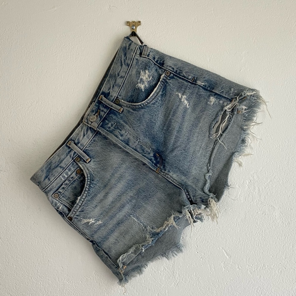 AGOLDE High Waisted Cut Off Denim Shorts